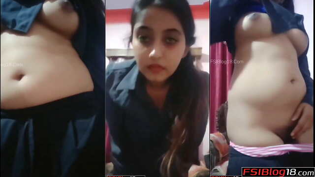 Blue Eyed Desi Girl Private Striptease Pointy Tits Hairy Pussy Rub