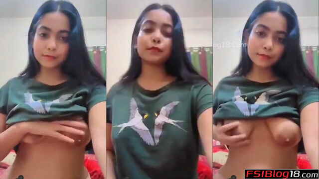 Sexy Solo Babe Flashing Perky Tits On Camera